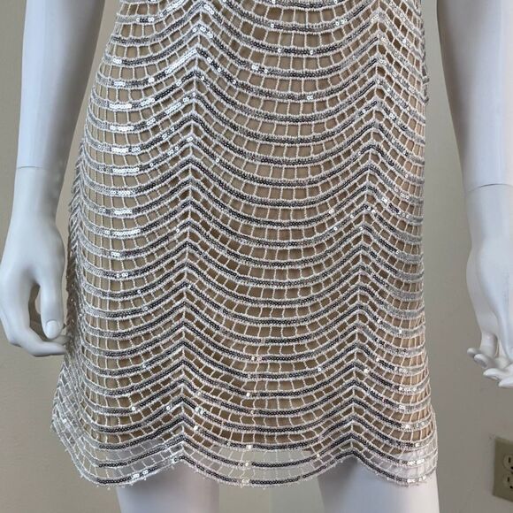 Lulus Lele Women Size L White Silver Sequin Mini NEW Dress Strappy Holiday Party - Picture 8 of 15